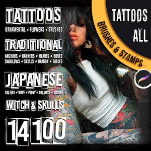 14.100 Tattoo Brushes Procreate | Digital Product | 183 Tattoo Sets for iPad | Must Have For Tattooers | Procreate tattoo brushes & Stаmрs