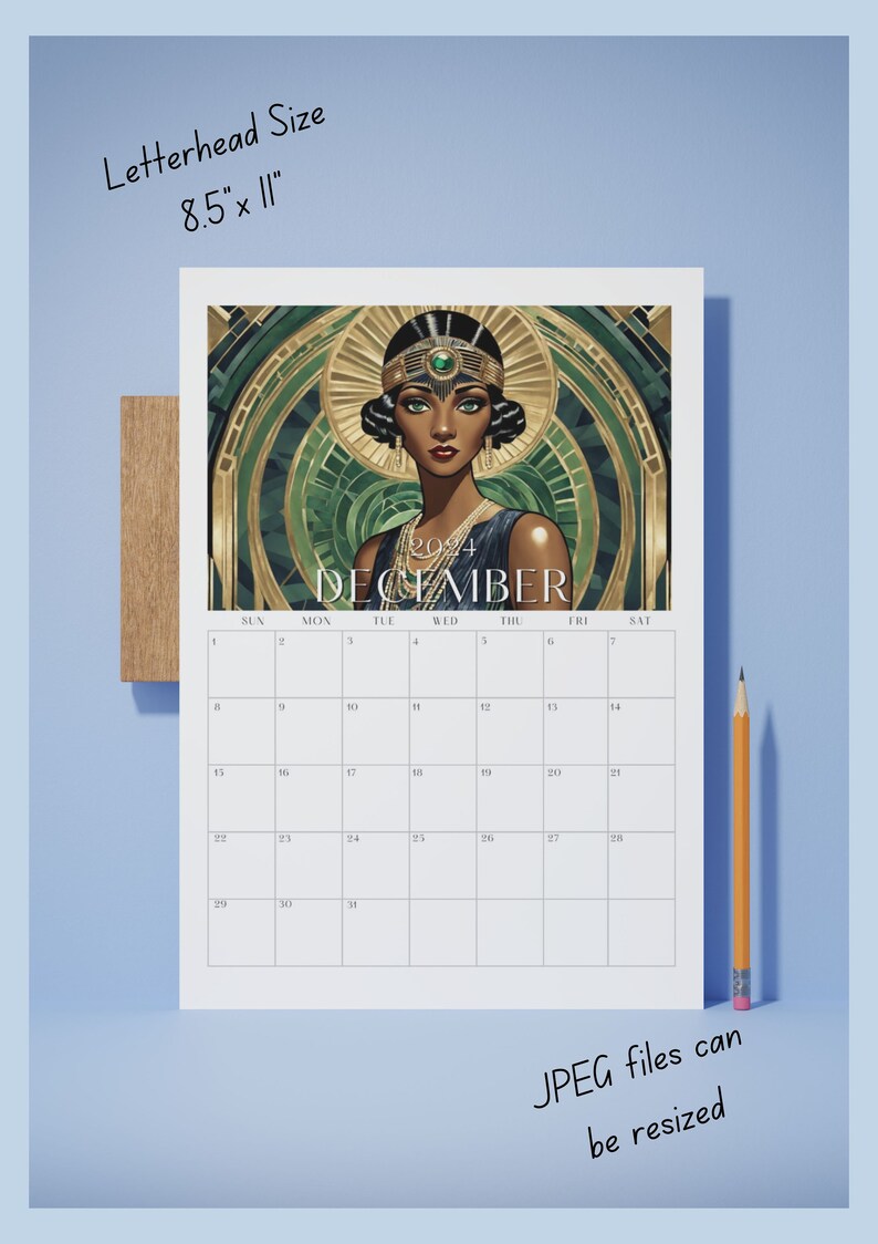 Great Gatsby Calendar Plan in Style W/ Flapper Ladies 2024 Calendar
