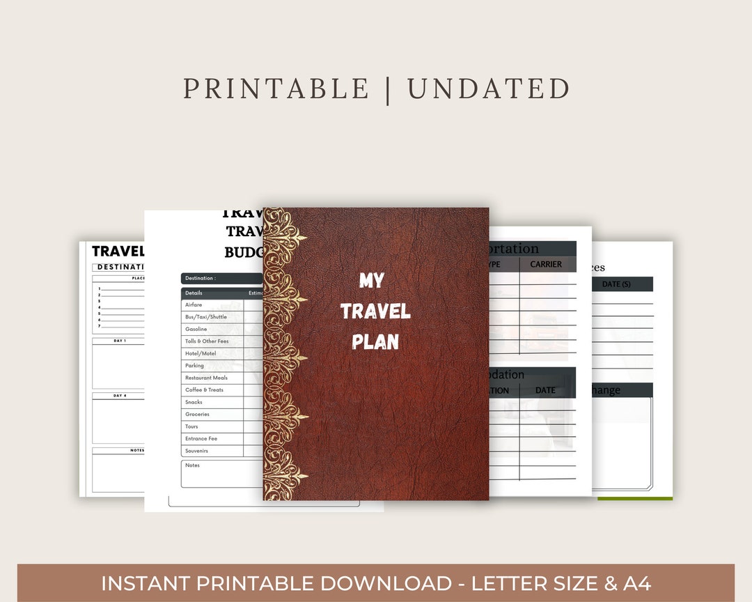 PRINTABLE TRAVEL PLANNER Itinerary Planner Digital Travel Planner