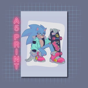 Sonic The Hedgehog ze znaczkiem artystycznym na deskorolce A5