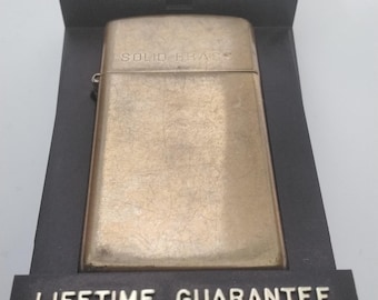 solid brass zippo lighter in case