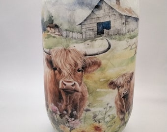 Highland cow storage jar
