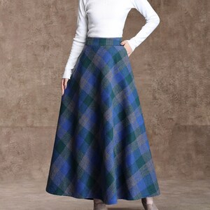 Long Wool Skirt - High Waist Skirt - Scottish - Multiple Colours - Tartan