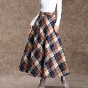 Long Wool Skirt - High Waist Skirt - Scottish - Multiple Colours - Tartan