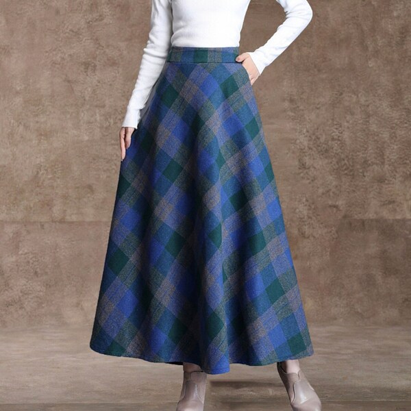 Long Skirt from Wool with Scottish Tartan Plaid Pattern COLOR OPTIONS Maxi High Waist Winter Skirt Work Office Wear