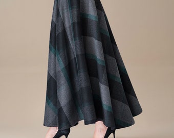 Wool Skirt - Long Skirt  - High Waist Skirt - Made In Scotland