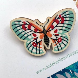 Broche de borboleta de madeira, ecológico.