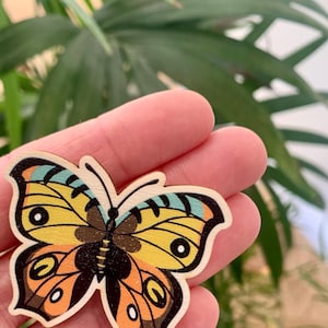 Broche de borboleta de madeira, ecológico.