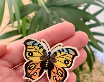 Holz Schmetterling Brosche, umweltfreundlich.