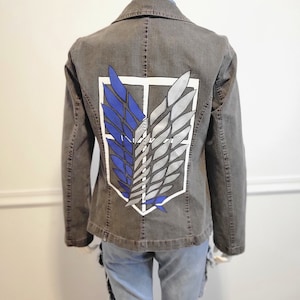 Leather Jacket Aot Jean Jacket Hand Painted Fandom Attack On Titan