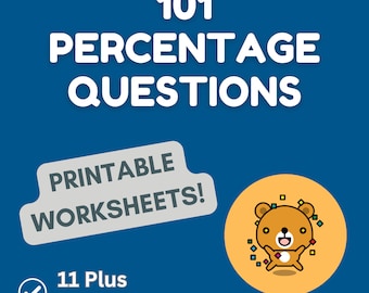 Percentage questions • 11 plus • 11+ exams • printable worksheets • exam practice • instant download • maths worksheets • teacher resources