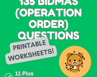 BIDMAS • BODMAS • Orden de operación • Más de 11 exámenes • hojas de trabajo imprimibles • práctica de examen • descarga instantánea • hojas de trabajo de matemáticas • profesor