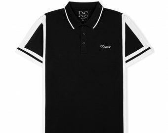 Breathable Elegance: White Cross-Weave Black Polo Shirt - Cool Comfort, Timeless Style