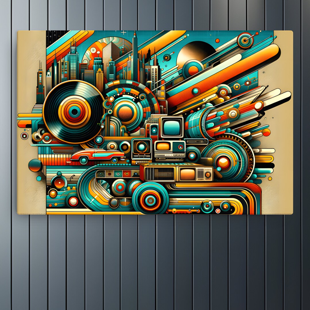 Canvas Wall Art Edgetoedge Retrofuturistic Vibrant Etsy