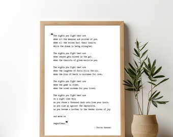 Charles Bukowski Poster | Charles Bukowski Quote | The nights you fight best | Printable Wall Art