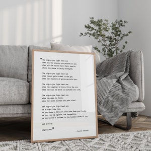 Charles Bukowski Poster | Charles Bukowski Quote | The nights you fight best | Printable Wall Art