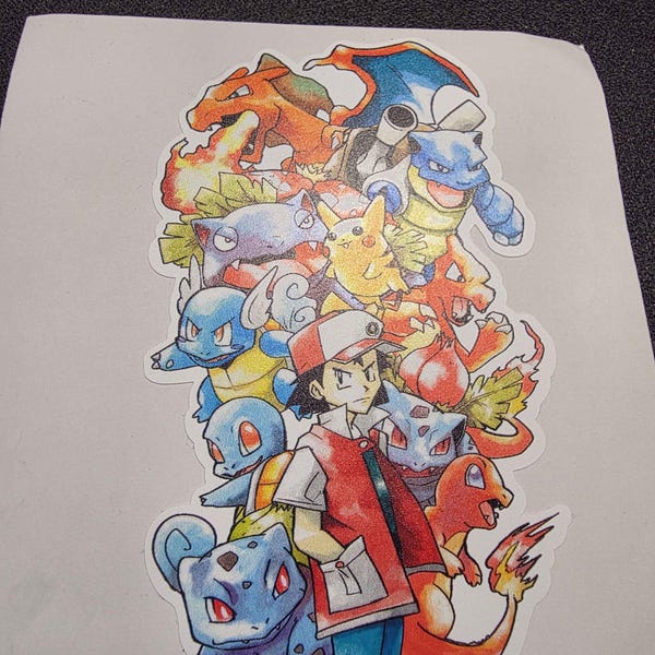 Gen 1 Pokémon Stickers | Kanto Matte Vinyl | UV Ink Waterproof Decals | Pikachu Charizard Gengar Trio Dragonite | Laptop Water Bottle Decals