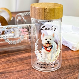 Custom Pet Fur Memorial Jar,Personalized Fur Keepsake,Dog Memorial Jar, Loss of Pet Gifts,Rainbow Bridge Gift,Urn Memorial Gift,Dog Memorial