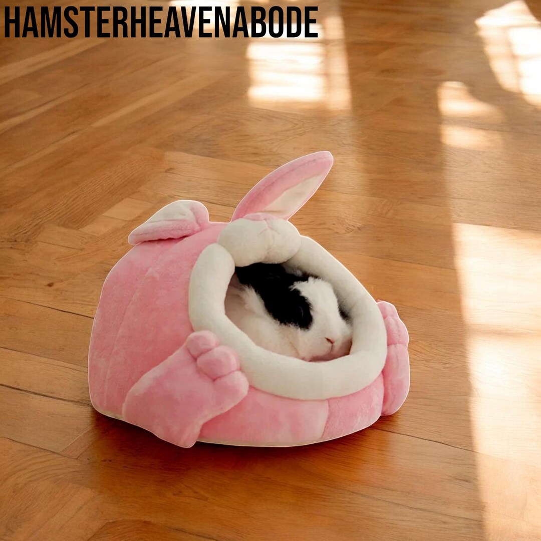 Comfortable Bunny Bed, Cute Pink Rabbit Bed, Warm Wool Small Pet Bed ...
