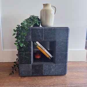 Würfel Beistelltisch Mosaik Marmor: Quadratischer Polierter Naturstein mit Aufbewahrung