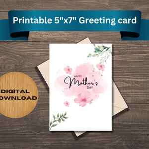 Tarjeta Madre Simple IMPRIMIBLE - Mamá, Floral, Rosa, Para los días de la Madre, Tarjeta Simplemente Madre.