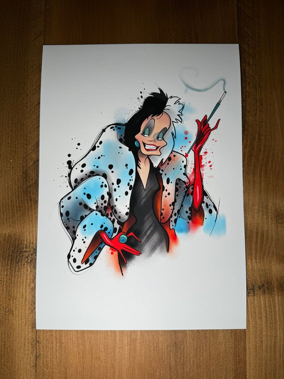 cruella de vil cigarette Cruella de Vil, Disney 101 Dalmatians Print