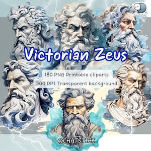 Zeus Cliparts dans le style victorien Mega Pack - 180 PNG de haute qualité, 3200x3200, fond transparent, art numérique par l’équipe ChatStick