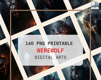 Werewolf Digital Art Poster Mega Pack - 160 PNG Prints, AI-Generated Wall Art, Fantasy & Fan Art, High-Resolution, Creative Decor