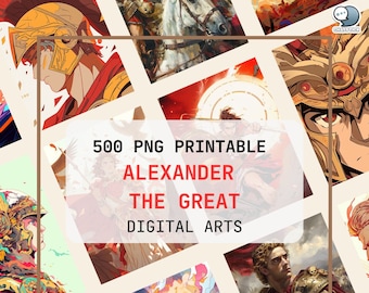 Alexander the Great Digital Art Poster Wall Art Mega Pack - 500 High-Resolution PNG Prints, Historical Decor, 3200x3200px, 300 DPI