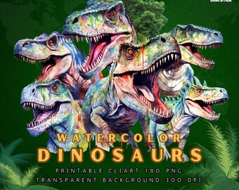 180 Dinosaurier Aquarell Clipart Mega Pack - hochauflösende PNG, transparente, druckbare Kunst zum Basteln, Dekor & Projekte von ChatStick Team