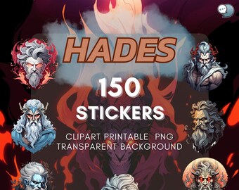 Hades Greek Mythology Digital Clipart Pack - Set of 150 PNG Sticker Prints, 3200x3200px, High-Quality, Transparent Background by ChatStick