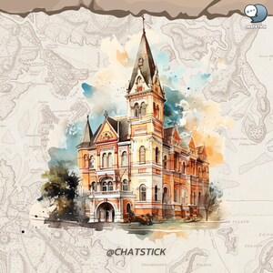 Victorian Landmark Mega Pack: 80 Watercolor Clipart, High-Quality 3200x3200 PNGs, 300 DPI, Transparent - Perfect for Crafting & Design