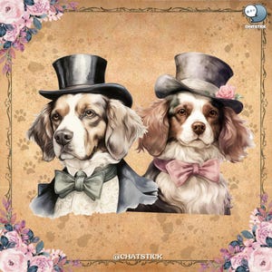 Victorian Pets Clipart Bundle - 150 Elegant Vintage Printable PNGs, 300 DPI Transparent Background for Crafts & Design