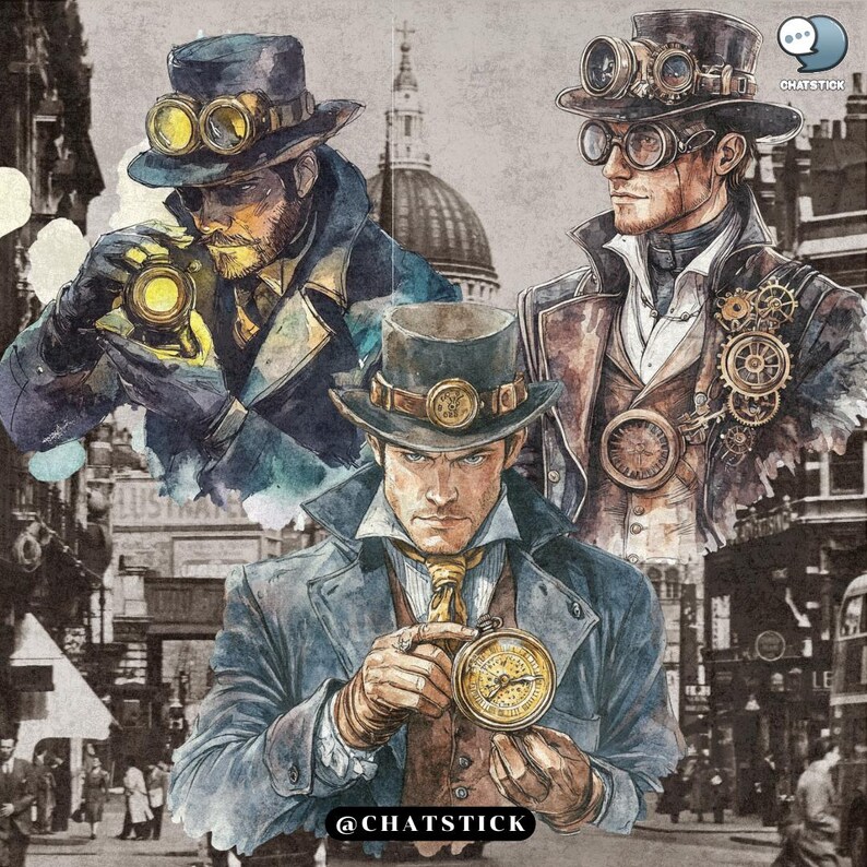 Steampunk Detective Stories Clipart Pack - 160 Sherlock Holmes ...