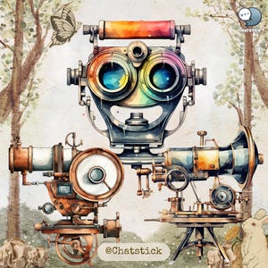 Vintage Optical Instruments Clipart - 150 PNG Images, 300 DPI High Resolution, Transparent Background for Creative Projects