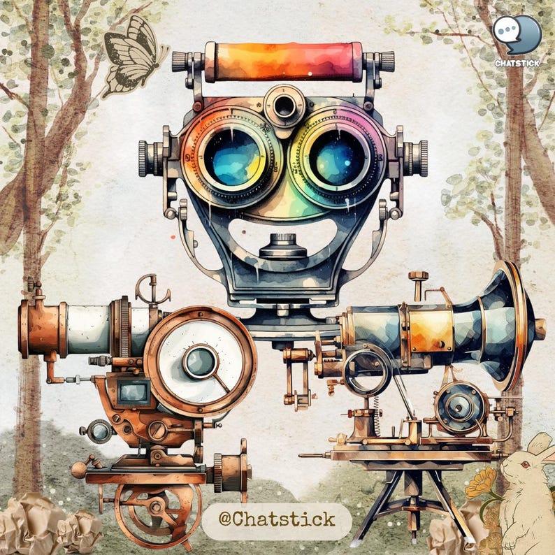 Vintage Optical Instruments Clipart - 150 PNG Images, 300 DPI High Resolution, Transparent Background for Creative Projects