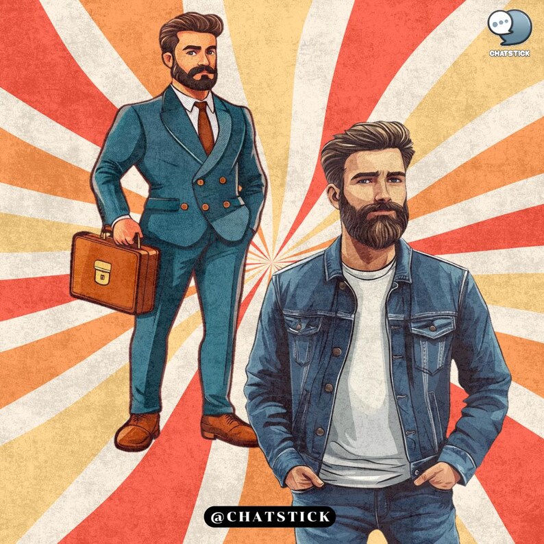 Groovy 70s Men Clipart Bundle – 150 Retro Fashion Pngs, Vintage ...