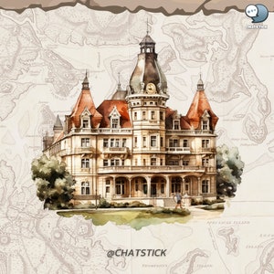 Victorian Landmark Mega Pack: 80 Watercolor Clipart, High-Quality 3200x3200 PNGs, 300 DPI, Transparent - Perfect for Crafting & Design