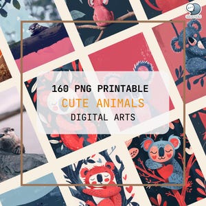Digital Art Posters Pack - 300 Cute Animals Wall Art Prints & Wallpaper Mega Pack - Volume 6 for Home Decor