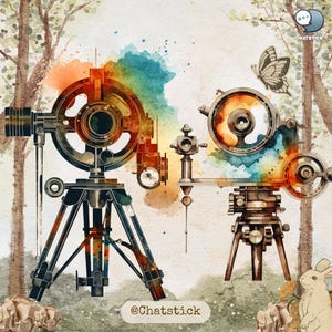 Vintage Optical Instruments Clipart - 150 PNG Images, 300 DPI High Resolution, Transparent Background for Creative Projects