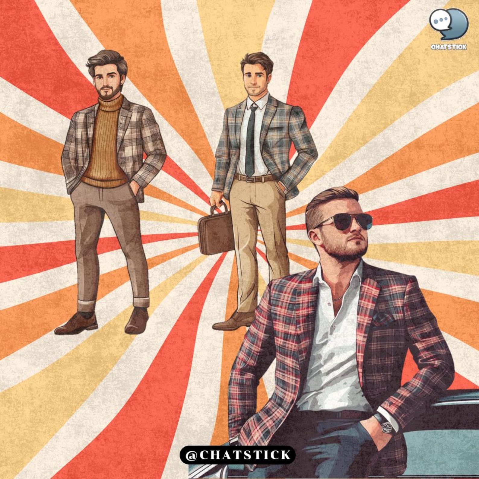 Groovy 70s Men Clipart Bundle – 150 Retro Fashion Pngs, Vintage ...