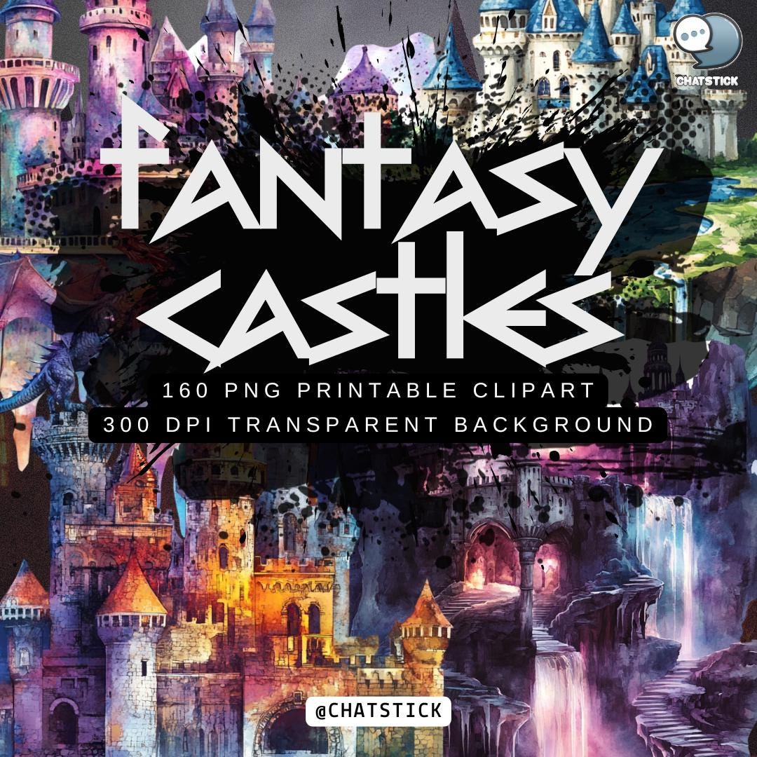Fantasy Castles Digital Clipart - 160 Magical Fairy Tale Castle Pngs ...