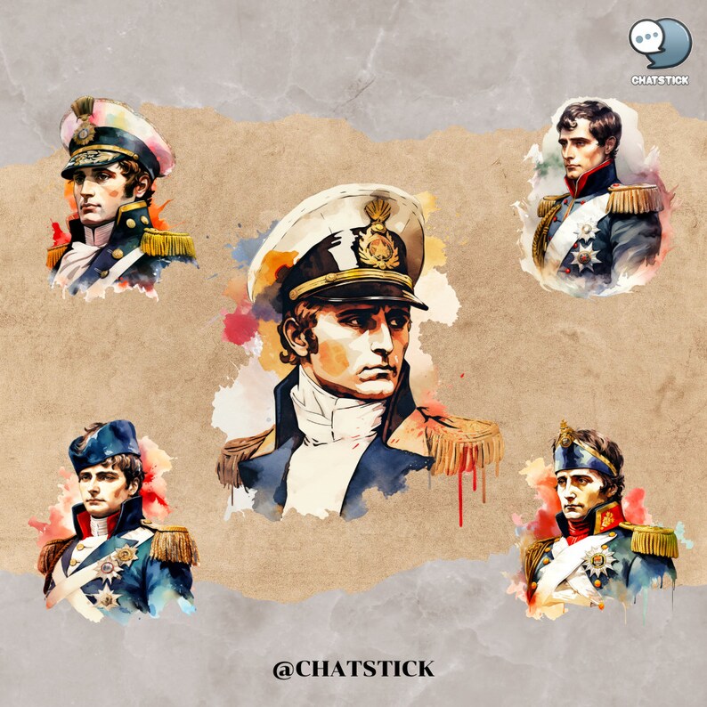 Napoleon Bonaparte Clipart Mega Pack - 140 PNG Watercolor Graphics ...