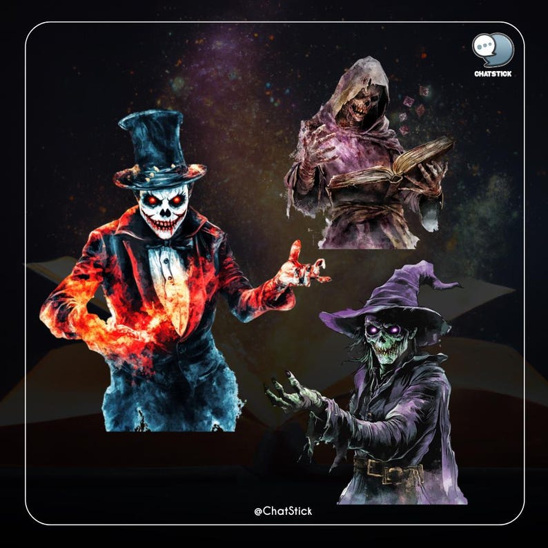 160 Zombie Magician Clipart Bundle | Creepy Undead Wizard PNG | Horror ...