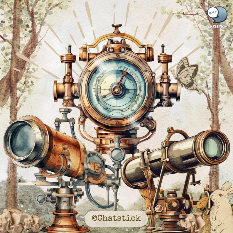Vintage Optical Instruments Clipart - 150 PNG Images, 300 DPI High Resolution, Transparent Background for Creative Projects
