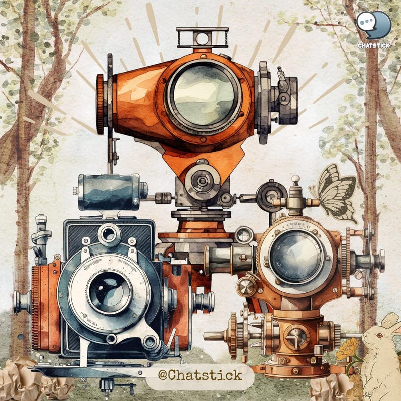 Vintage Optical Instruments Clipart - 150 PNG Images, 300 DPI High Resolution, Transparent Background for Creative Projects