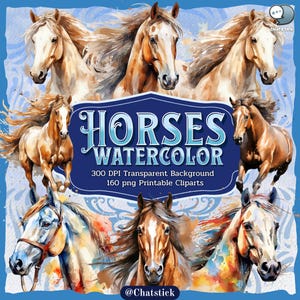 160 Horses Watercolor Clipart - High-Resolution PNGs, 300 DPI, Transparent Background for Design & Craft Projects