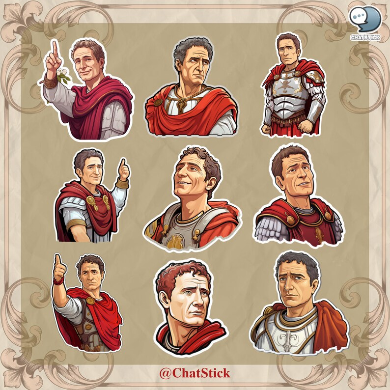 Caesar Sticker Julius Caesar Clipart Mega Pack - 140 Digital Historical PNG Stickers ...