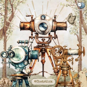 Vintage Optical Instruments Clipart - 150 PNG Images, 300 DPI High Resolution, Transparent Background for Creative Projects