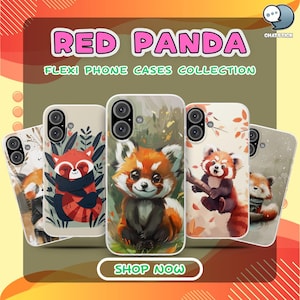 Cute Red Panda Flexi Phone Cases Collection for iPhone and Samsung - Set of 8 Flexible Cases for All Models, Fun & Stylish!